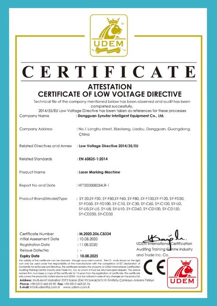 중국 Dongguan Synutar Intelligent Equipment Co., Ltd. 인증