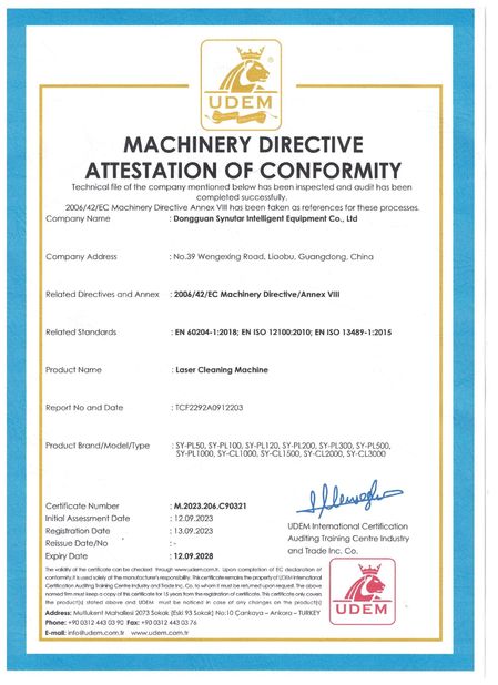 중국 Dongguan Synutar Intelligent Equipment Co., Ltd. 인증